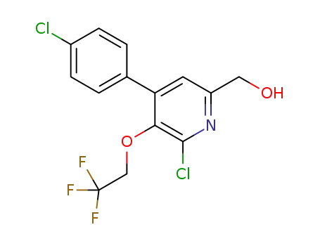 Molecular Structure of 1364676-96-9 (6-chloro-4-(4-chlorophenyl)-5-(2,2,2-trifluoroethoxy)-2-pyridinemethanol)