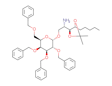 Molecular Structure of 745041-72-9 ((2S,3S,4R)-2-amino-3,4-O-isopropylidene-1-O-(2,3,4,6-tetra-O-benzyl-α-D-galactopyranosyl)-1,3,4-nonanetriol)