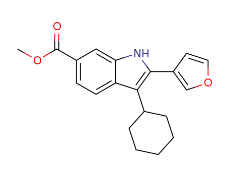 Molecular Structure of 494799-20-1 (methyl 3-cyclohexyl-2-(furan-3-yl)-1H-indole-6-carboxylate)