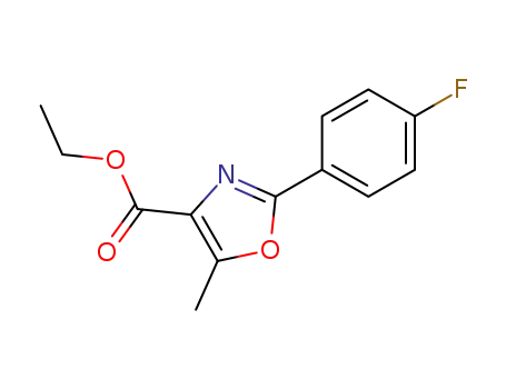 Molecular Structure of 51655-76-6 (4-Oxazolecarboxylic acid, 2-(4-fluorophenyl)-5-methyl-, ethyl ester)