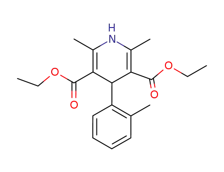 Molecular Structure of 53219-32-2 (3,5-Pyridinedicarboxylic acid,
1,4-dihydro-2,6-dimethyl-4-(2-methylphenyl)-, diethyl ester)