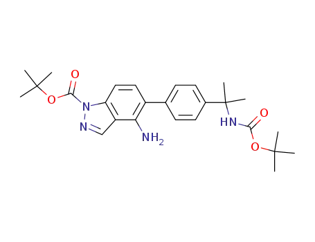 Molecular Structure of 850362-77-5 (4-amino-1-tert-butoxycarbonyl-5-[4-(1-tert-butoxycarbonylamino-1-methylethyl)phenyl]-1H-indazole)