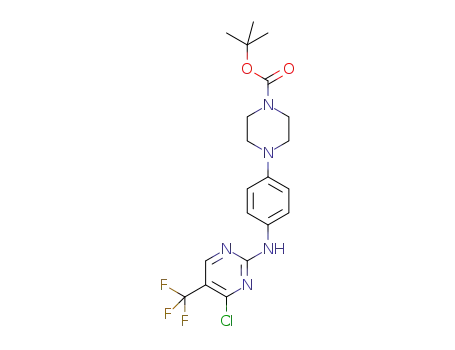 Molecular Structure of 1393900-79-2 (tert-butyl 4-(4-((4-chloro-5-(trifluoromethyl)pyrimidin-2-yl)amino)phenyl)piperazine-1-carboxylate)