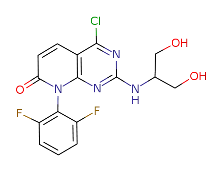 Molecular Structure of 911370-10-0 (4-chloro-8-(2,6-difluorophenyl)-2-{[2-hydroxy-1-(hydroxy-methyl)ethyl]amino}pyrido[2,3-d]pyrimidin-7(8H)-one)