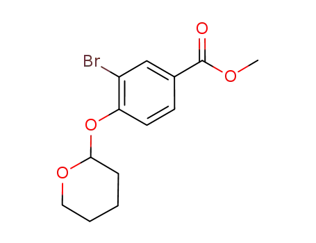 Molecular Structure of 1142224-41-6 (methyl 3-bromo-4-(tetrahydro-2H-pyran-2-yloxy)benzoate)