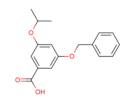 Molecular Structure of 852520-53-7 (3-[(1-Methylethyl)oxy]-5-[(phenylmethyl)oxy]benzoic acid)