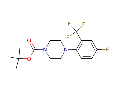 Molecular Structure of 946399-68-4 (tert-butyl 4-(4-fluoro-2-(trifluoromethyl)phenyl)piperazine-1-carboxylate)
