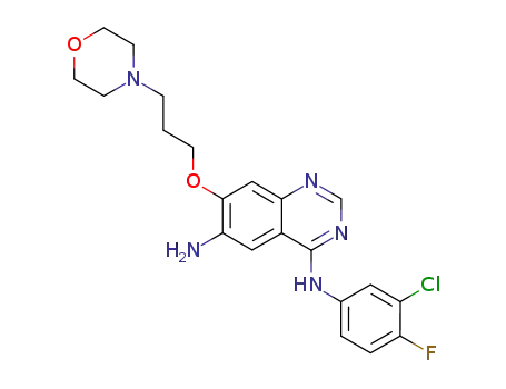 Molecular Structure of 267243-68-5 (N4-(3-chloro-4-fluorophenyl)-7-(3-Morpholinopropoxy)quinazoline-4,6-diaMine)