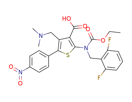 1589503-95-6,2-((2,6-difluorobenzyl)(ethoxycarbonyl)amino)-4-((dimethylamino)methyl)-5-(4-nitrophenyl)thiophene-3-carboxylic acid,