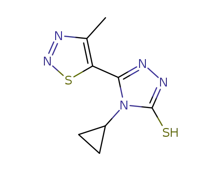 Molecular Structure of 352018-98-5 (4-CYCLOPROPYL-5-(4-METHYL-1,2,3-THIADIAZOL-5-YL)-4H-1,2,4-TRIAZOLE-3-THIOL)