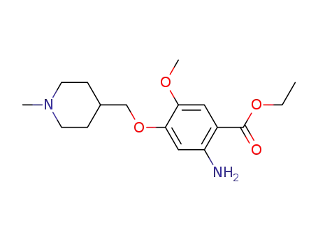 Molecular Structure of 264208-66-4 (ethyl 4-((1-Methylpiperidin-4-yl)Methoxy)-2-aMino-5-Methoxybenzoate)