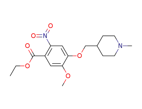 Molecular Structure of 264208-63-1 (Ethyl 5-methoxy-4-[[1-methylpiperidin-4-yl]methoxy]-2-nitrobenzoate)