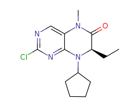 Molecular Structure of 755039-55-5 ((R)-2-CHLORO-8-CYCLOPENTYL-7-ETHYL-5-METHYL-7,8-DIHYDROPTERIDIN-6(5H)-ONE)