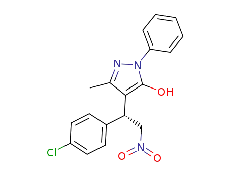 Molecular Structure of 1451195-14-4 ((R)-4-[1-(4-chlorophenyl)-2-nitroethyl]-5-methyl-2-phenyl-2H-pyrazol-3-ol)