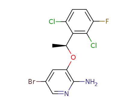Molecular Structure of 877399-00-3 ((R)-5-bromo-3-(1-(2,6-dichloro-3-fluorophenyl)ethoxy)pyridin-2-amine)