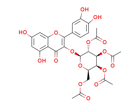 Molecular Structure of 161126-00-7 (3-O-(2'',3'',4'',6''-tetra-O-acetyl-β-D-galactopyranosyl)-3',4',5,7-tetrahydroxyflavonol)