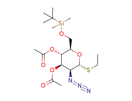 Molecular Structure of 870073-99-7 (ethyl 3,4-di-O-acetyl-2-azido-6-O-(tert-butyldimethylsilyl)-2-deoxy-1-thio-α-D-mannopyranoside)