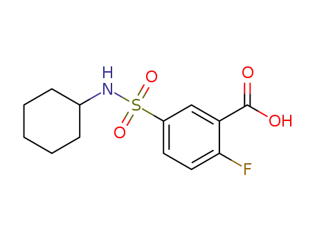 Molecular Structure of 1041559-56-1 (5-(N-cyclohexylsulfamoyl)-2-fluorobenzoic acid)