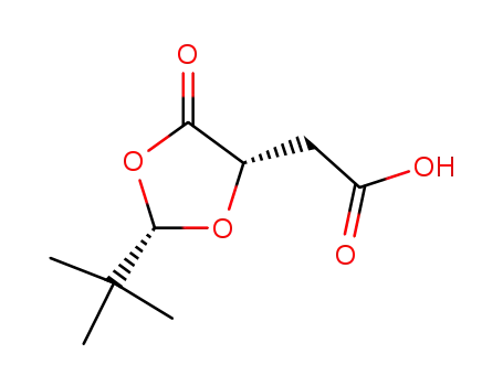 Molecular Structure of 56209-56-4 (2-((2S,4S)-2-(tert-butyl)-5-oxo-1,3-dioxolan-4-yl)acetic acid)