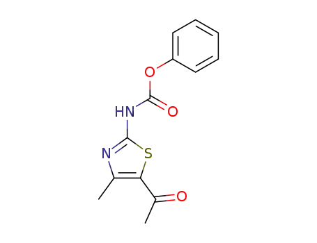Molecular Structure of 382637-99-2 (Carbamic acid, (5-acetyl-4-methyl-2-thiazolyl)-, phenyl ester)