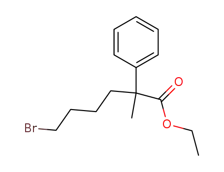 Molecular Structure of 412937-80-5 (Benzeneacetic acid, a-(4-bromobutyl)-a-methyl-, ethyl ester)