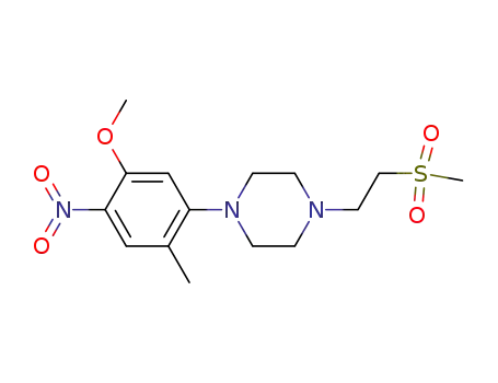 Molecular Structure of 1089281-65-1 (Piperazine, 1-(5-methoxy-2-methyl-4-nitrophenyl)-4-[2-(methylsulfonyl)ethyl]-)
