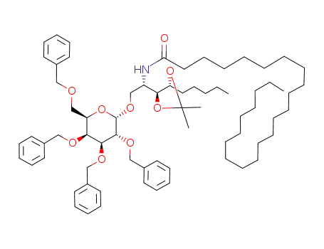 Molecular Structure of 745041-79-6 ((2S,3S,4R)-3,4-O-isopropylidene-1-O-(2,3,4,6-tetra-O-benzyl-α-D-galactopyranosyl)-2-tetracosanoylamino-1,3,4-nonanetriol)