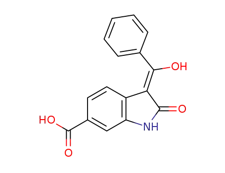 Molecular Structure of 1253768-91-0 ((Z)-3-(hydroxy-phenyl-methylene)-2-oxo-2,3-dihydro-1H-indole-6-carboxylic acid)