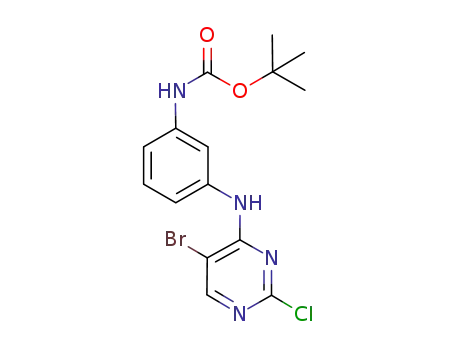 Molecular Structure of 1202760-30-2 (tert-butyl (3-((5-bromo-2-chloropyrimidin-4-yl)amino)phenyl)carbamate)