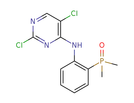 Molecular Structure of 1197953-49-3 (2,5-dichloro-N-(2-(diMethylphosphoryl)phenyl)pyriMidin-4-aMine)