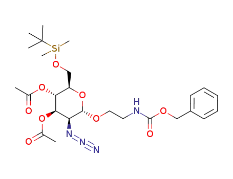 Molecular Structure of 870074-00-3 (2-(benzyloxycarbonyl)aminoethyl 3,4-di-O-acetyl-2-azido-6-O-(tert-butyldimethylsilyl)-2-deoxy-α-D-mannopyranoside)