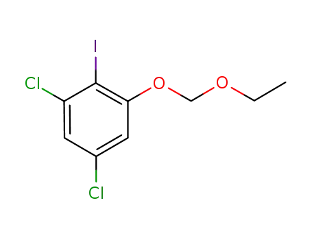 Molecular Structure of 1028332-20-8 (1,5-dichloro-3-(ethoxymethoxy)-2-iodobenzene)