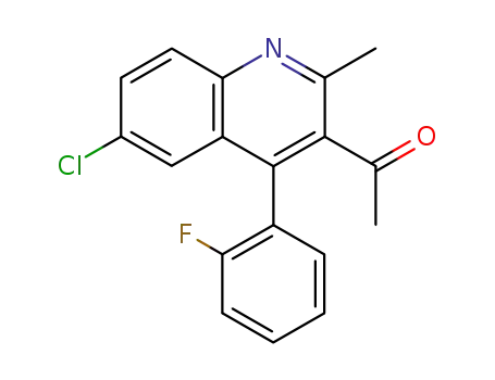 Molecular Structure of 57262-00-7 (1-[6-chloro-4-(2-fluorophenyl)-2-methylquinolin-3-yl]ethan-1-one)