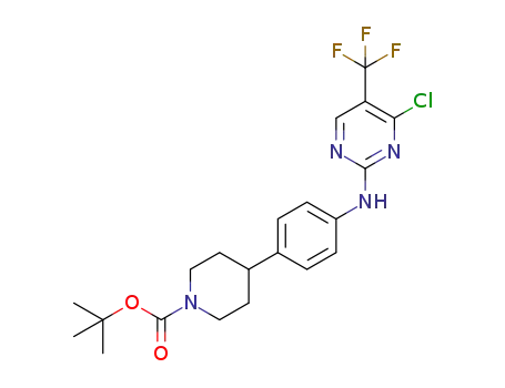 Molecular Structure of 1383682-52-7 (tert-butyl 4-(4-((4-chloro-5-(trifluoromethyl)pyrimidin-2-yl)amino)phenyl)piperidine-1-carboxylate)