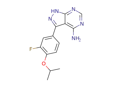 Molecular Structure of 1408087-64-8 (3-(3-fluoro-4-isopropoxyphenyl)-1H-pyrazolo[3,4-d]pyrimidin-4-amine)
