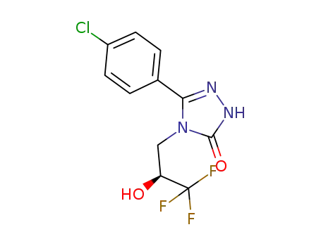 Molecular Structure of 1245623-49-7 (5-(4-chlorophenyl)-4-[(2S)-3,3,3-trifluoro-2-hydroxypropyl]-2,4-dihydro-3H-1,2,4-triazol-3-one)