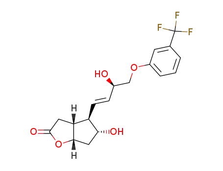Molecular Structure of 53872-60-9 ((+)-(3aR,4R,5r,6aS)-Hexahydro-5-hydroxy-4-[(1E,3R)-3-hydroxy-4-(3-trifluoromethyl)phenoxy-1-butenyl]-2H-cyclopenta[b]furan-2-one)