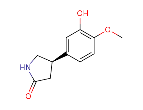 Molecular Structure of 132683-32-0 (2-Pyrrolidinone, 4-(3-hydroxy-4-methoxyphenyl)-, (4R)-)