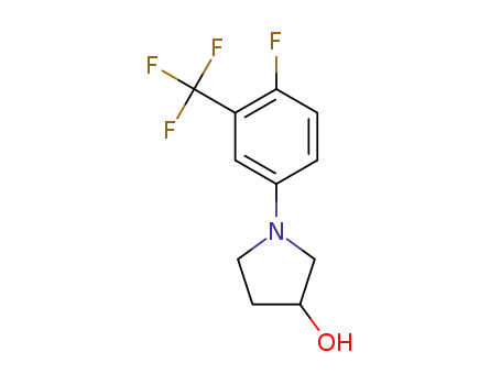 Molecular Structure of 1198181-19-9 (1-[4-fluoro-3-(trifluoromethyl)phenyl]pyrrolidin-3-ol)