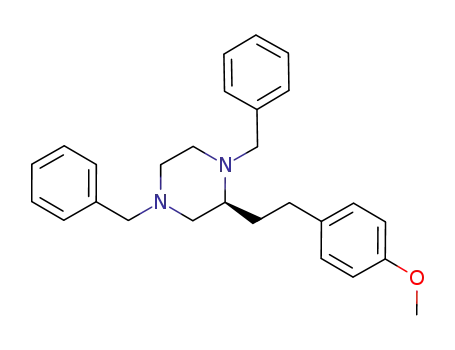 Molecular Structure of 612503-23-8 (Piperazine, 2-[2-(4-methoxyphenyl)ethyl]-1,4-bis(phenylmethyl)-, (2S)-)