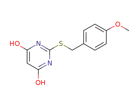 Molecular Structure of 86627-06-7 (4(1H)-Pyrimidinone, 6-hydroxy-2-[[(4-methoxyphenyl)methyl]thio]-)