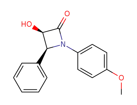 Molecular Structure of 146924-94-9 ((3R,4S)-3-Hydroxy-1-(4-methoxyphenyl)-4-phenyl-2-azetidinone)