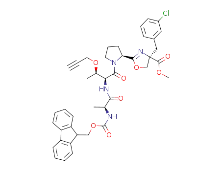 Molecular Structure of 863671-85-6 ((4R,2'S)-2-[1'-Fmoc-Ala-Thr(propargyl)-pyrrolidin-2'-yl]-4-(3-chloro-benzyl)-4,5-dihydro-oxazole-4-carboxylic acid methyl ester)