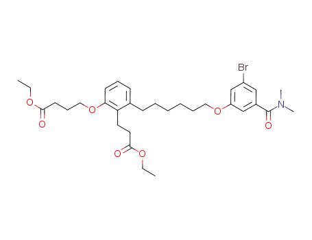 Molecular Structure of 1162261-01-9 (4-{3-[6-(3-bromo-5-dimethylcarbamoyl-phenoxy)-hexyl]-2-(2-ethoxycarbonyl-ethyl)-phenoxy}-butyric acid ethyl ester)