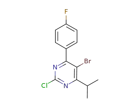 Molecular Structure of 894787-97-4 (Pyrimidine, 5-bromo-2-chloro-4-(4-fluorophenyl)-6-(1-methylethyl)-)