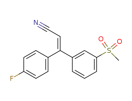 Molecular Structure of 914386-41-7 (2-Propenenitrile, 3-(4-fluorophenyl)-3-[3-(methylsulfonyl)phenyl]-, (2E)-)