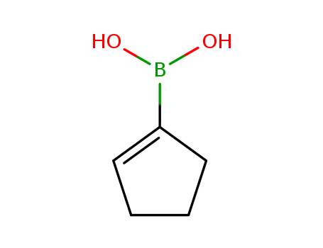 850036-28-1,CYCLOPENTEN-1-YLBORONIC ACID,Boronicacid, 1-cyclopenten-1-yl- (9CI);1-Cyclopenten-1-ylboronic acid;1-Cyclopentenylboronic acid;