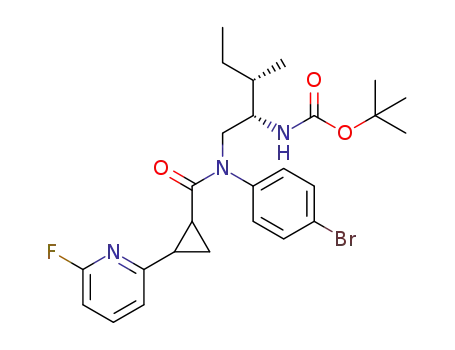 Molecular Structure of 1287206-05-6 ([(1S,2S)-1-({(4-bromophenyl)[trans-2-(6-fluoropyridin-2-yl)cyclopropanecarbonyl]amino}methyl)-2-methylbutyl]carbamic acid tert-butyl ester)