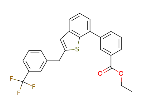 Molecular Structure of 1207970-84-0 (ethyl 3-{2-[3-(trifluoromethyl)benzyl]-1-benzothiophen-7-yl}benzoate)