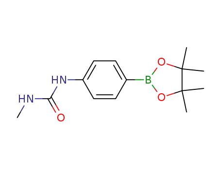 Molecular Structure of 874290-99-0 (4-[(METHYLCARBAMOYL)AMINO]BENZENEBORONIC ACID, PINACOL ESTER 95%4-(3-METHYLUREIDO)BENZENEBORONIC ACID, PINACOL ESTER)